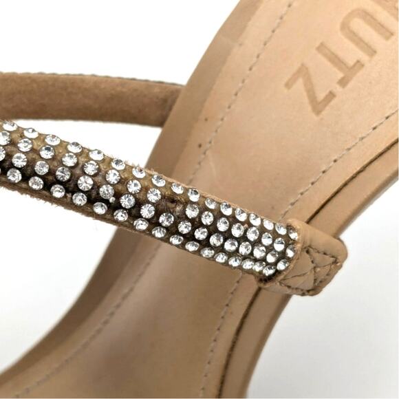 Schutz Taliah Glam Leather & Crystal Sandals Women's Beige Size US9B - Picture 8 of 11